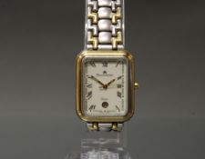Damenarmbanduhr, Maurice Lacroix, Stahl/Gold, Quarz, weißes Zifferblatt, schwarze römische Stundenz