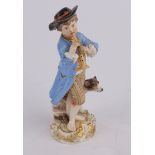 Porzellanfigur, "Gärtnerkind mit Schalmei und Hund", Meissen, Schwertermarke, 1. Wahl, Modellnummer