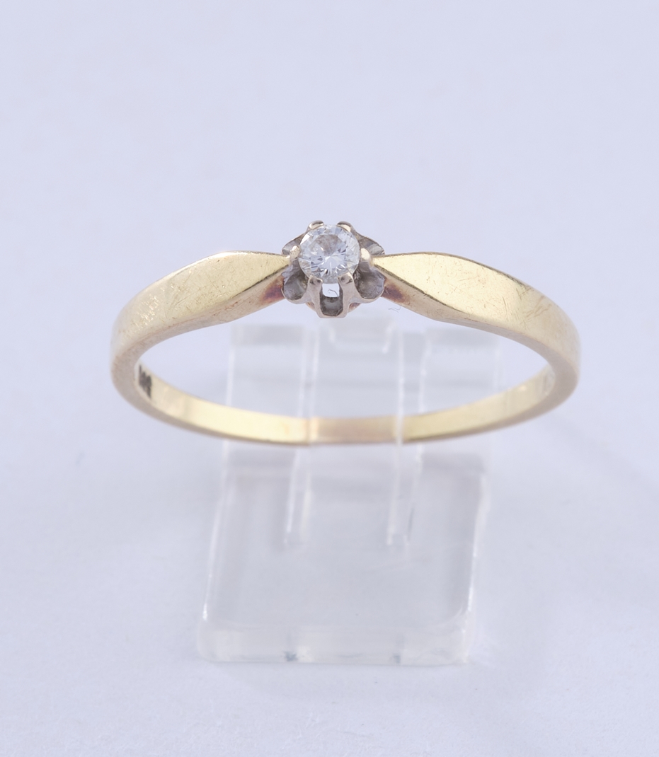 Ring, GG 585, 1 Brillant ca. 0.07 ct., 2 g, RM 18