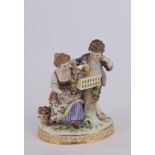 Porzellangruppe, "Der Frühling", Meissen, Schwertermarke, 1850-1924, 1. Wahl, Modellnummer G 91, po