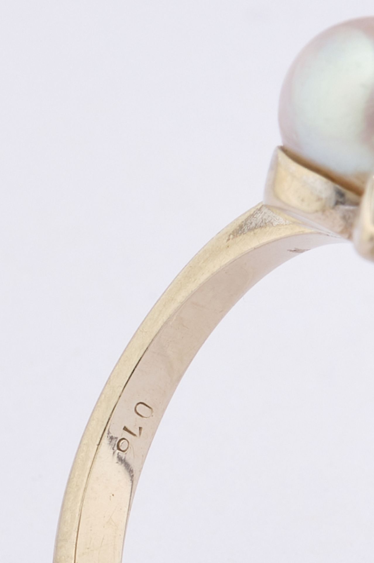 Ring, WG 585, 2 Perlen, Brillanten, in Blütenform, RM 18, 4.88 g - Image 3 of 4