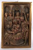 Relief, Holz geschnitzt, "Beschneidung", wohl Spanien, 17. Jh., 139 x 89 cm, polychrome Fassung erh