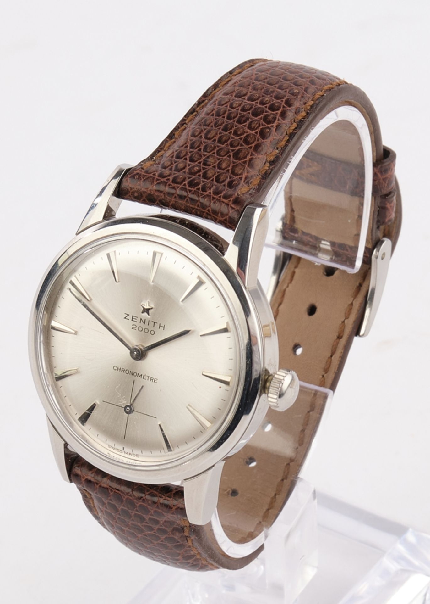Armbanduhr Zenith 2000 Chronometer, Schweiz, 1960er Jahre, wohl Cal. 135, Handaufzug, neuwertiges b - Image 4 of 7