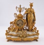 Figurenpendule, "Allegorie des Handels", Frankreich/ Berlin, um 1870, Zinkguss, goldbronziert, Alab