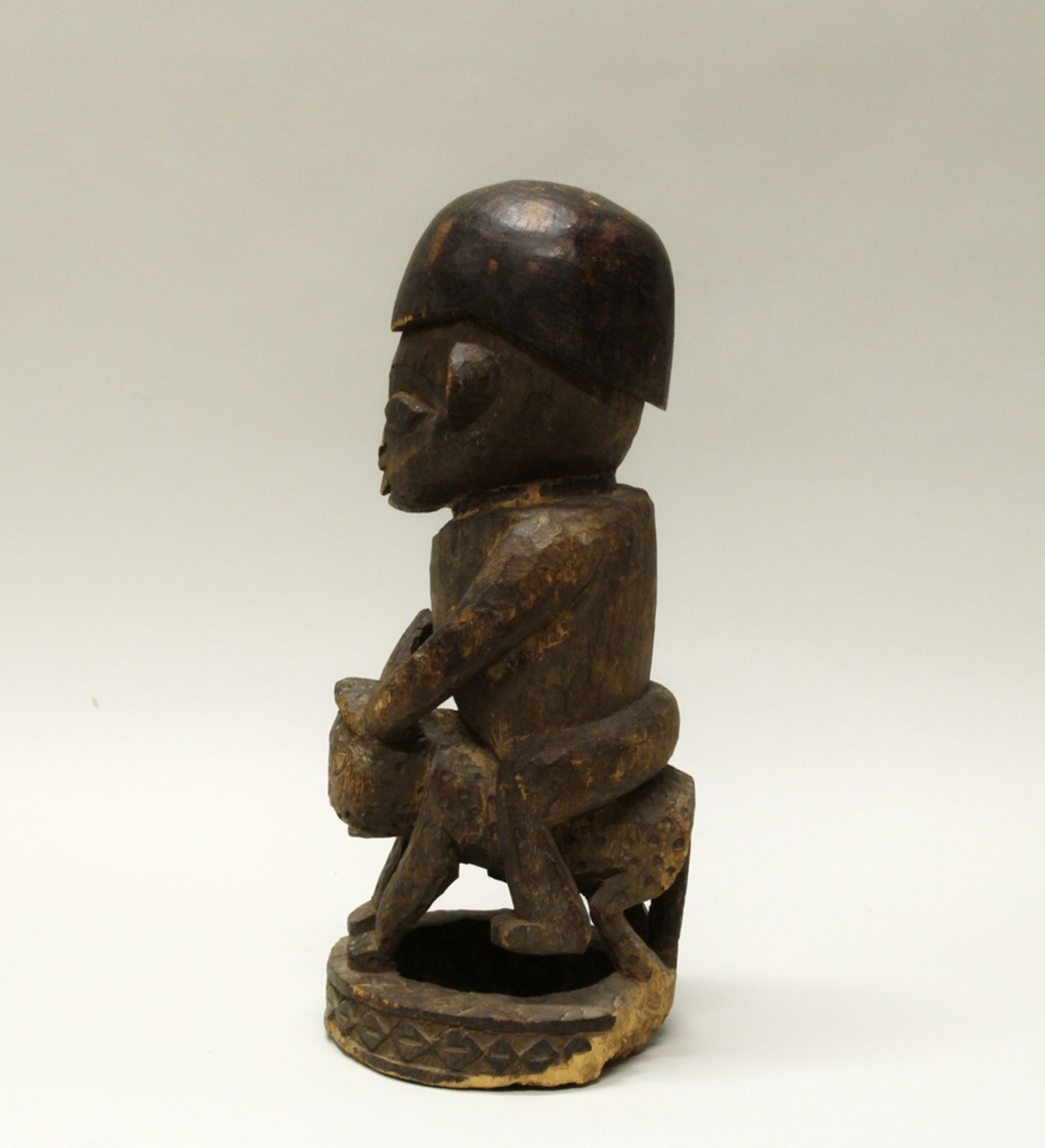 Figur, "Reiter", Kamerun, Afrika, authentisch, Holz, 47 cm hoch, hinten am Sockel Termitenfraß. - Bild 2 aus 5