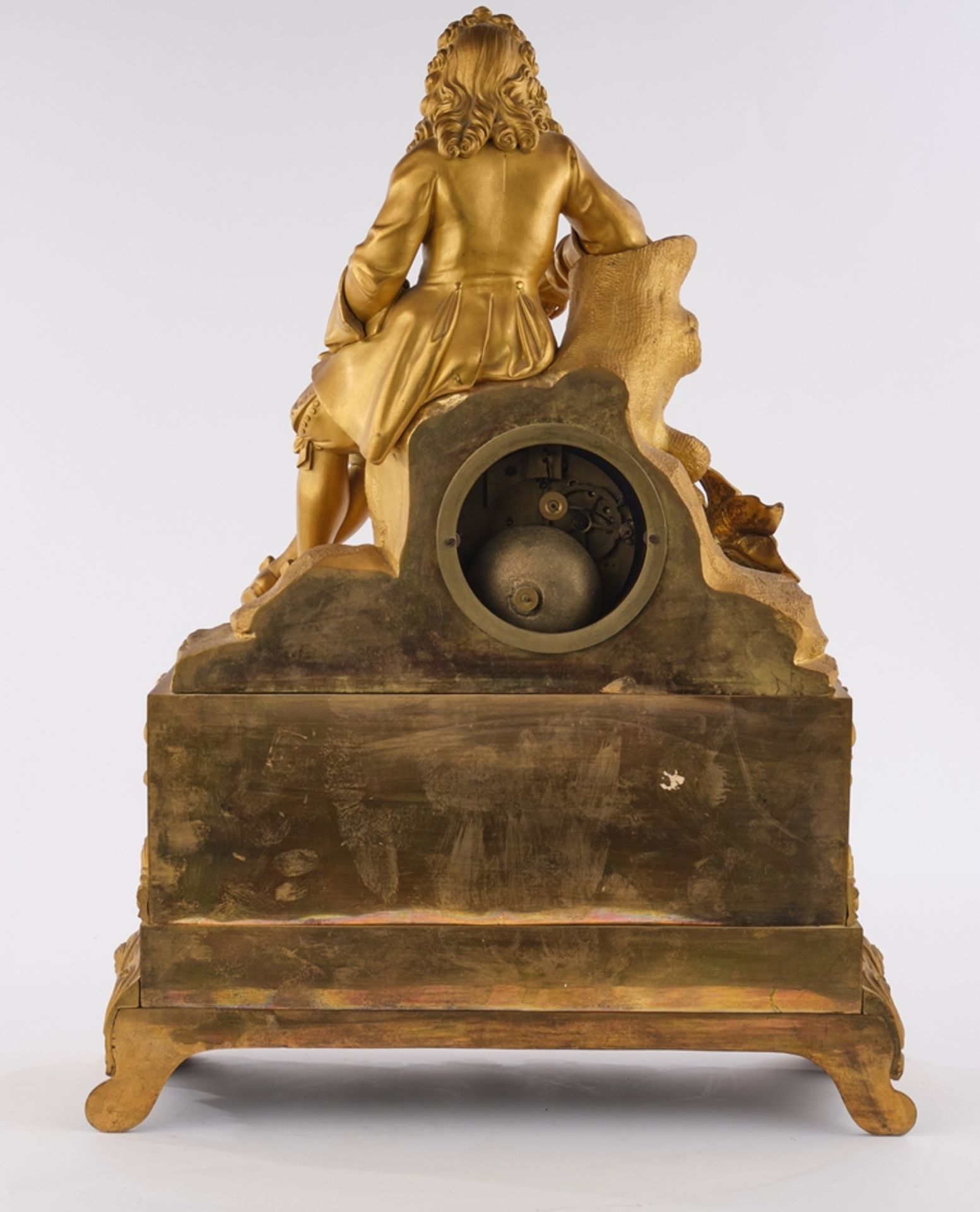 Figurenpendule, "Edelmann mit Buch", Frankreich/Belgien, um 1840/50, matt feuervergoldete Bronze, h - Bild 3 aus 3