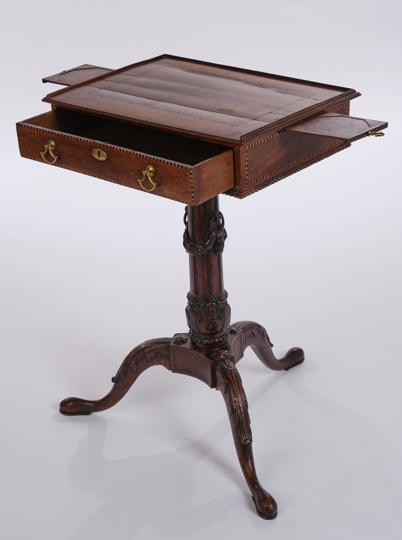 Tripod-Tischchen, Klassizismus, England, 18./19. Jh., Mahagoni u.a. furniert, einschübiger Korpus m - Image 2 of 4