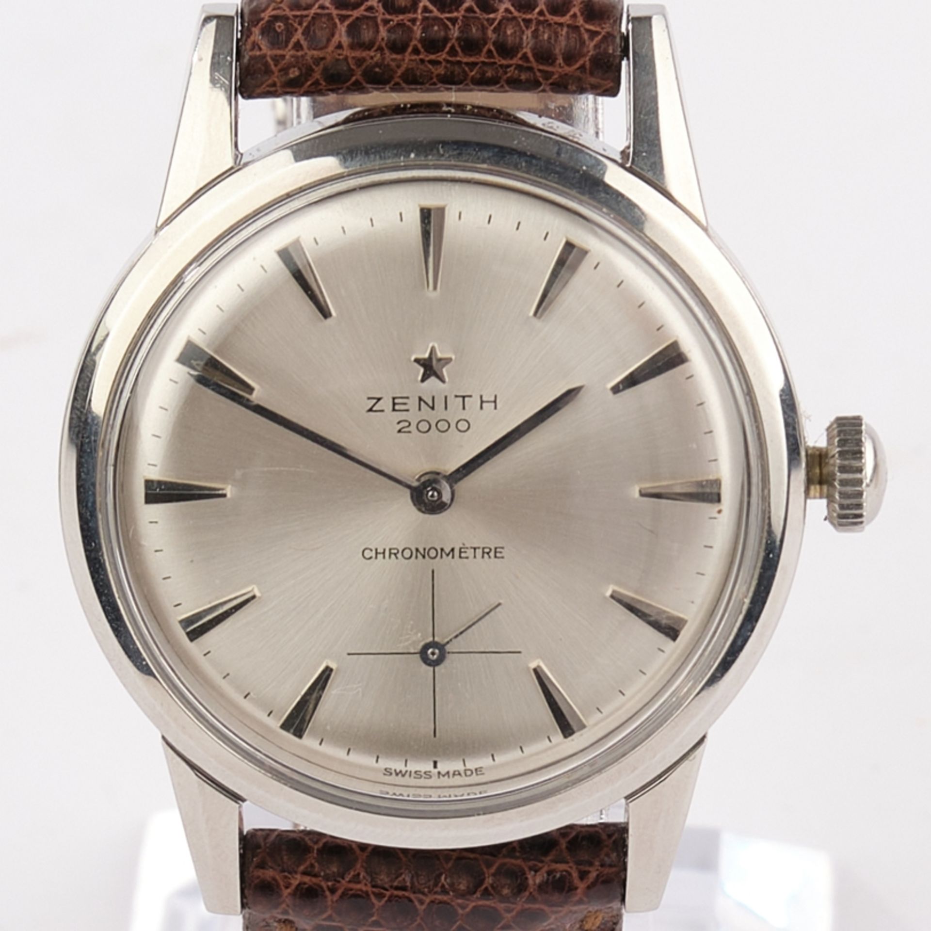 Armbanduhr Zenith 2000 Chronometer, Schweiz, 1960er Jahre, wohl Cal. 135, Handaufzug, neuwertiges b - Image 2 of 7
