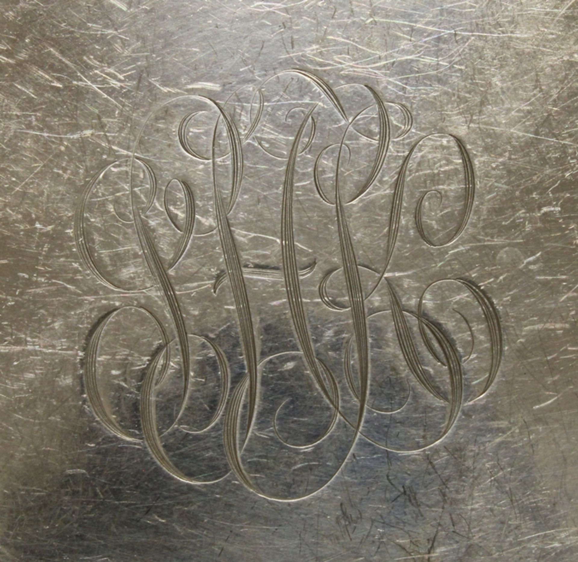 12 Teller, Silber 925, Gorham, Perlrand, Spiegel je graviert mit ligiertem Monogramm, ø 15.2 cm, zu - Bild 2 aus 3