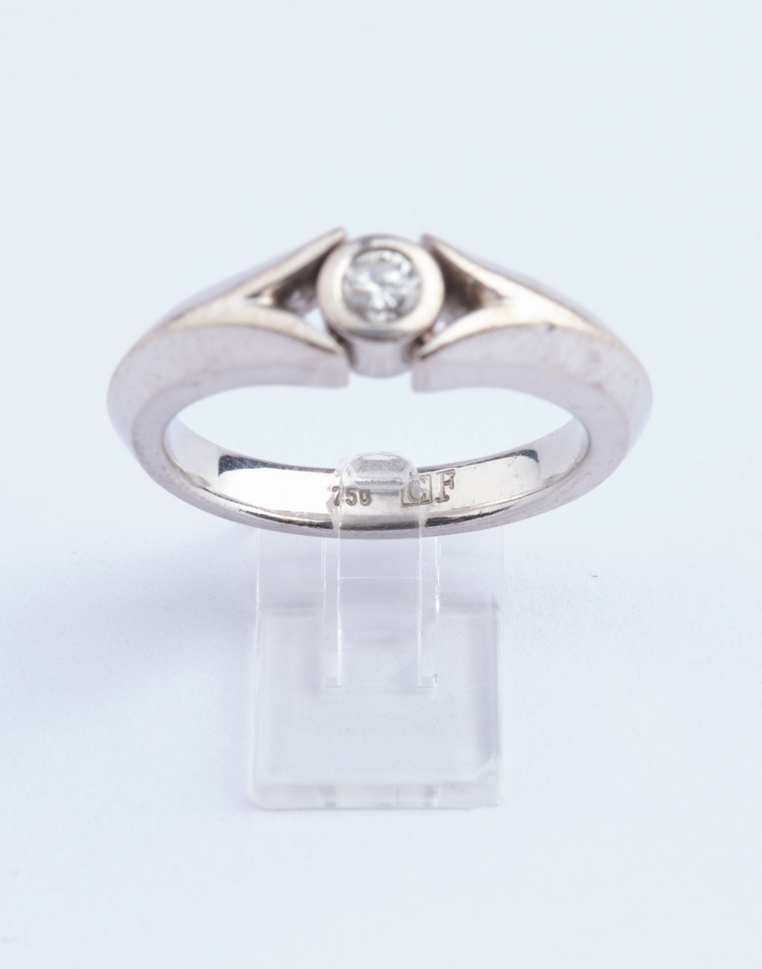 Solitärring, WG 750, ca. 0.25 ct., 12.33 g, RM 19 - Image 2 of 2