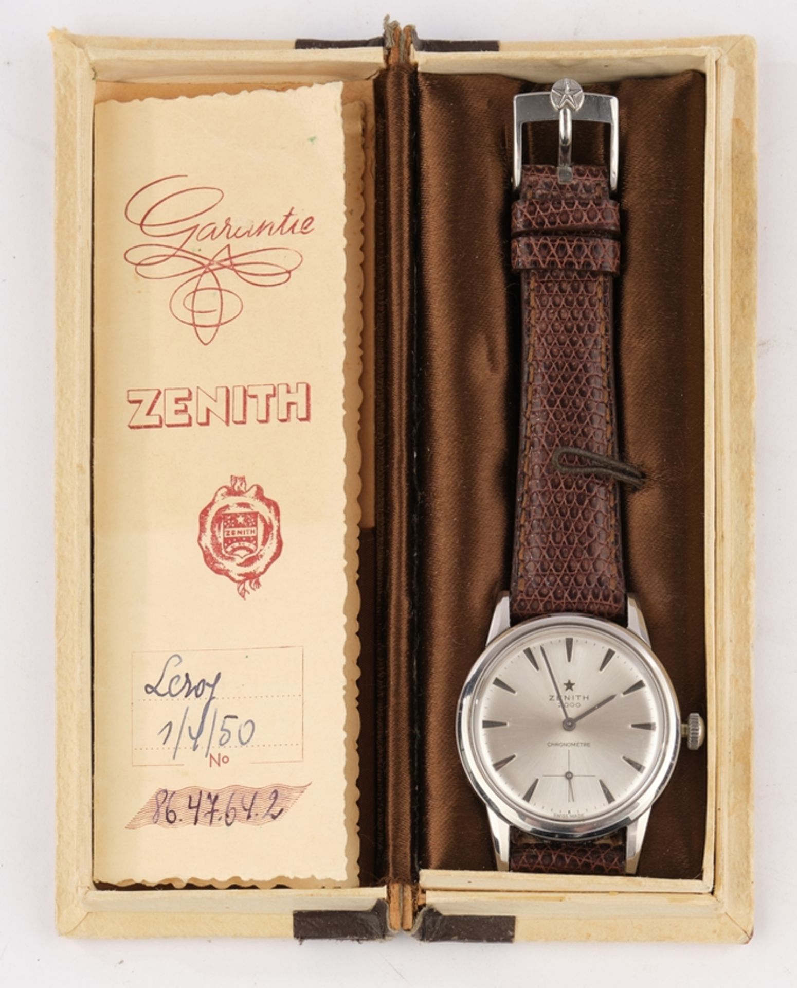 Armbanduhr Zenith 2000 Chronometer, Schweiz, 1960er Jahre, wohl Cal. 135, Handaufzug, neuwertiges b - Image 5 of 7