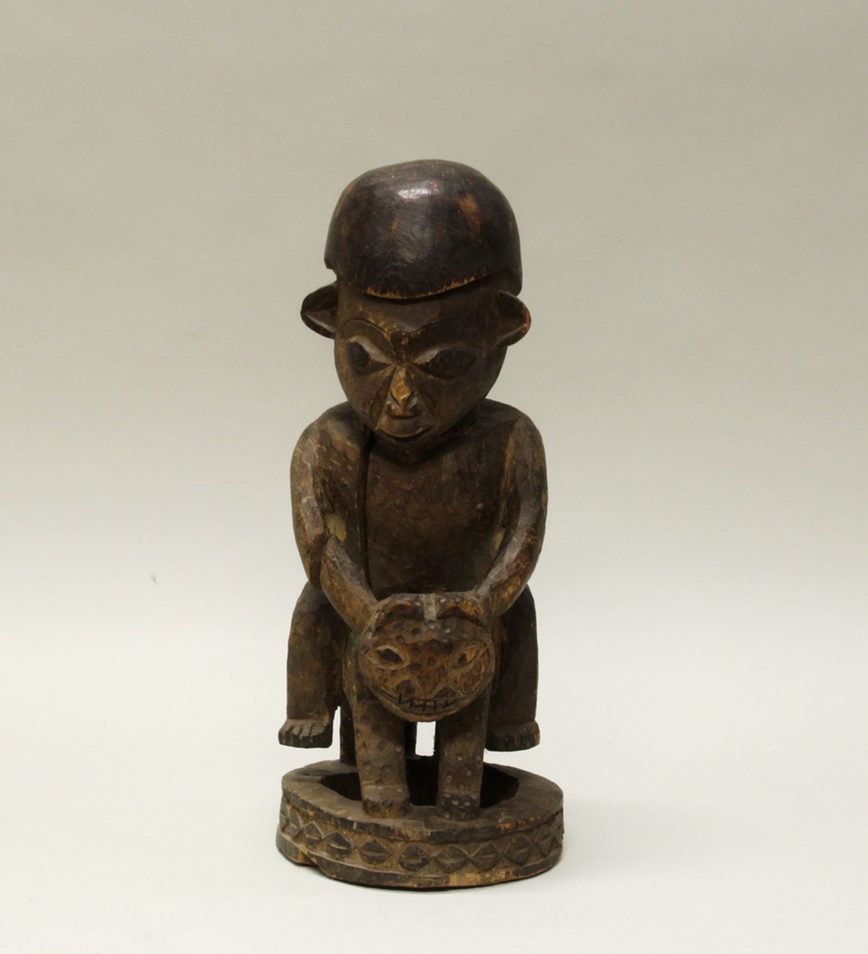 Figur, "Reiter", Kamerun, Afrika, authentisch, Holz, 47 cm hoch, hinten am Sockel Termitenfraß.