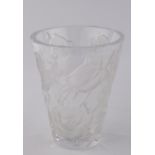 Vase, "Ispahan", Lalique, farbloses Kristallglas, teils mattiert, konische Form, Rosendekor, bezeic