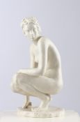 Porzellanfigur, "Die Hockende", Rosenthal, Germany, Biskuitporzellan, Modellentwurf von Fritz Klims