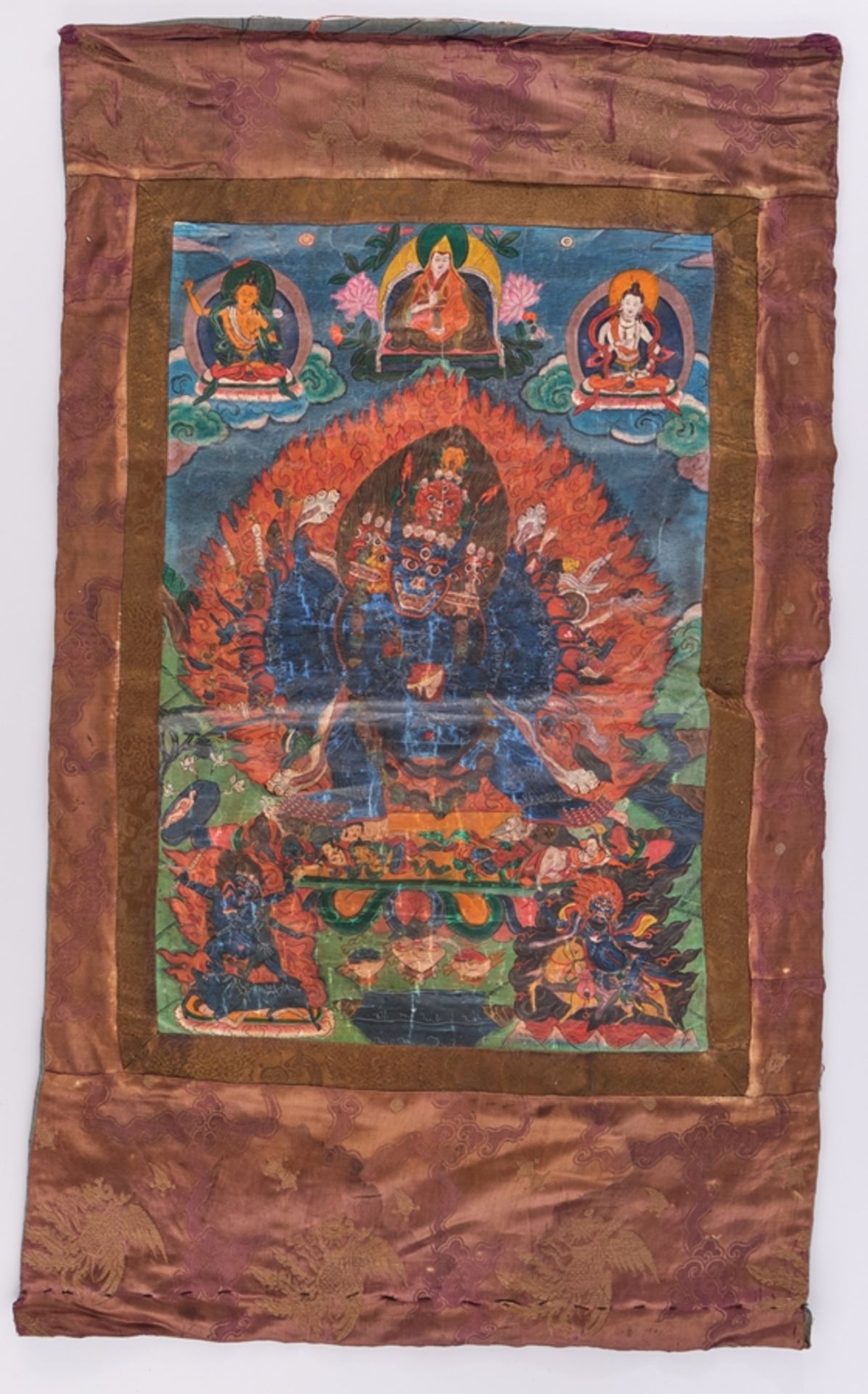 Thangka, "Vajrabhairava", Tibet, 20. Jh., Farbe auf Leinwand, die zornvolle Manifestation des Manju