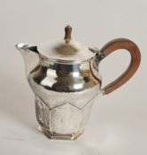 Teekanne, Silber 925, Birmingham, 1928, Albert E. Jones, Art Deco, martelliert, Stand und untere Hä