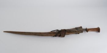 Schwert, Äthiopien, Afrika, 2. Hälfte 19. Jh., gekrümmte, zweischneidige Klinge aus Eisen, beidseit