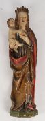 Skulptur, Holz geschnitzt, "Madonna", Thüringen um 1500, 95 cm hoch, übergangene Fassung