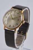 Junghans, Armbanduhr, 1960er Jahre, Gehäuse vergoldet, Zifferblatt mit Strichindizes und Datum auf 