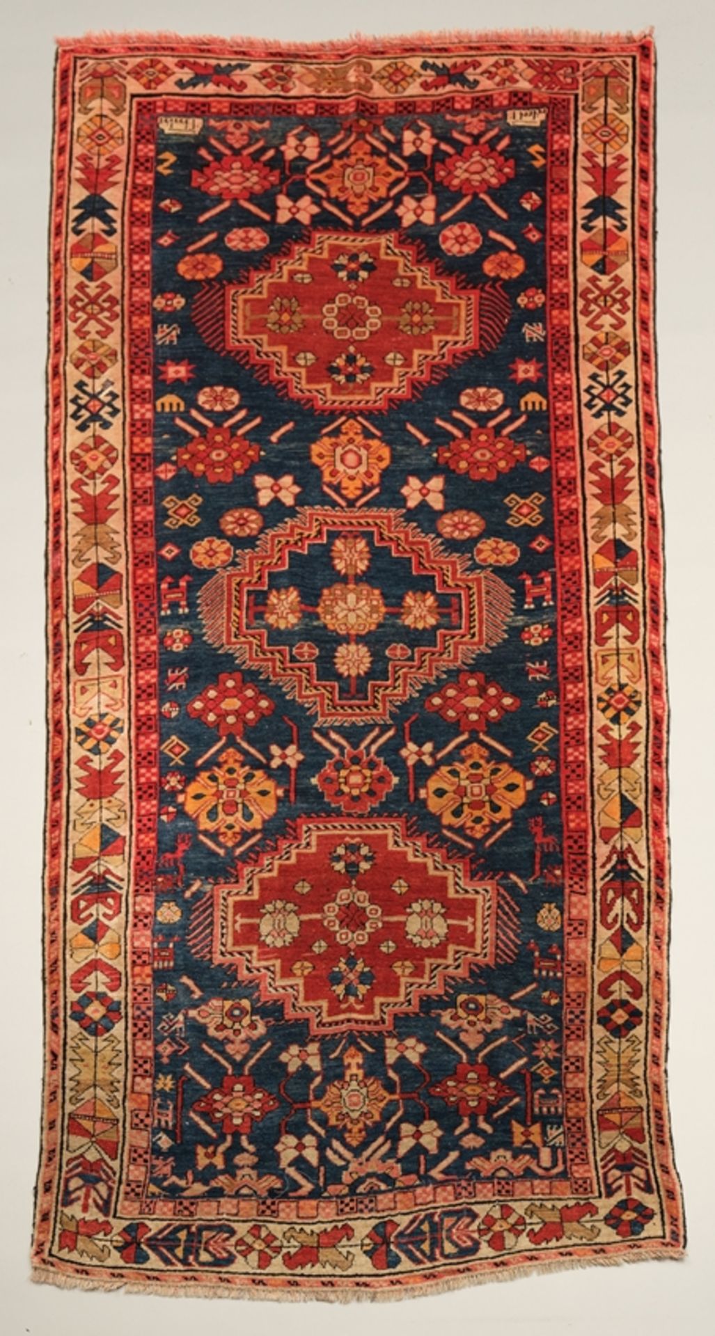 Kasak-Galerie, Kaukasus, antik, Pflanzenfarben, datiert 1331 (1913), ca. 3.02 x 1.50 m