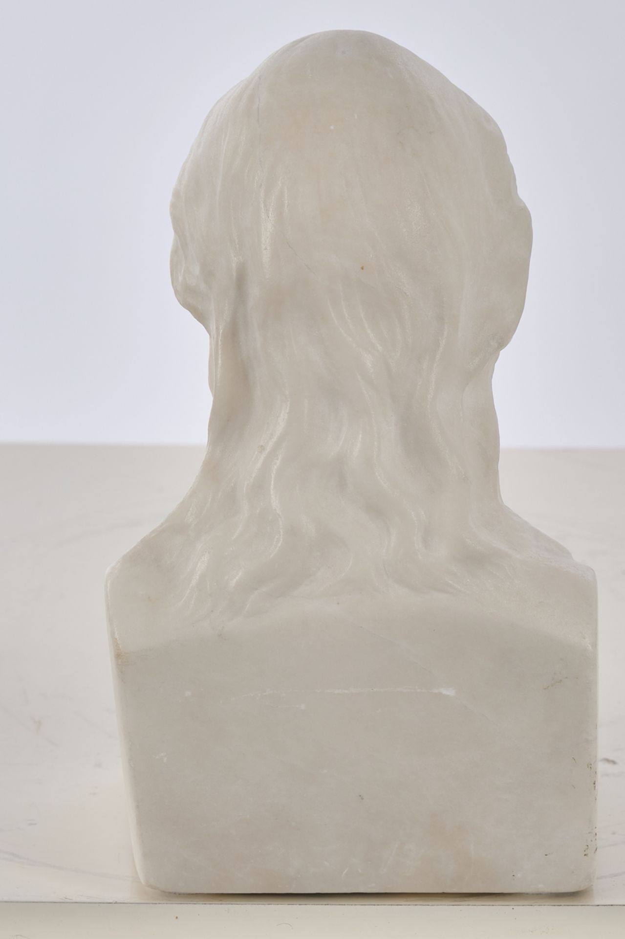 Büste, "Herrenkopf, womöglich Friedrich Schiller", Alabaster, unterseitig im Sockel Metall-Marke "F - Bild 3 aus 6