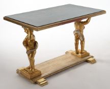 Gemäldetisch / Konsoltisch im barocken Stil, 20. Jh., Holz golden gefasst, rechteckige Platte gestü