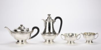 Kaffeekanne, Teekanne, Sahnegießer, Zuckerschale, Silber 925, Birmingham, 1934/1937, Elkington & Co