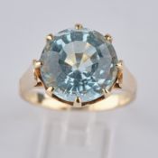 Aquamarinring, GG 585, runder Aquamarin von ca. 7.0 ct., 6.1 g, RM 15.5