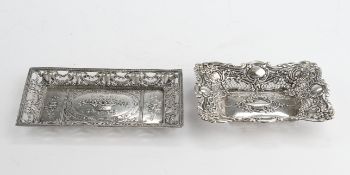 Ablageschale, Silber 800, deutsch, rechteckig, à jour gearbeitet, Reliefdekor mit Blüten und Vasen,