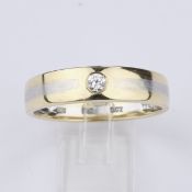 Herrenring, WG/GG 585, 1 Brillant ca. 0.12 ct., 3.7 g, RM 24