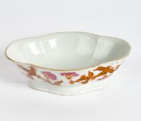 Schale, Porzellan, China, späte Qing-Zeit, farbiger Emaildekor mit Blütenzweigen, Boden mit gestemp