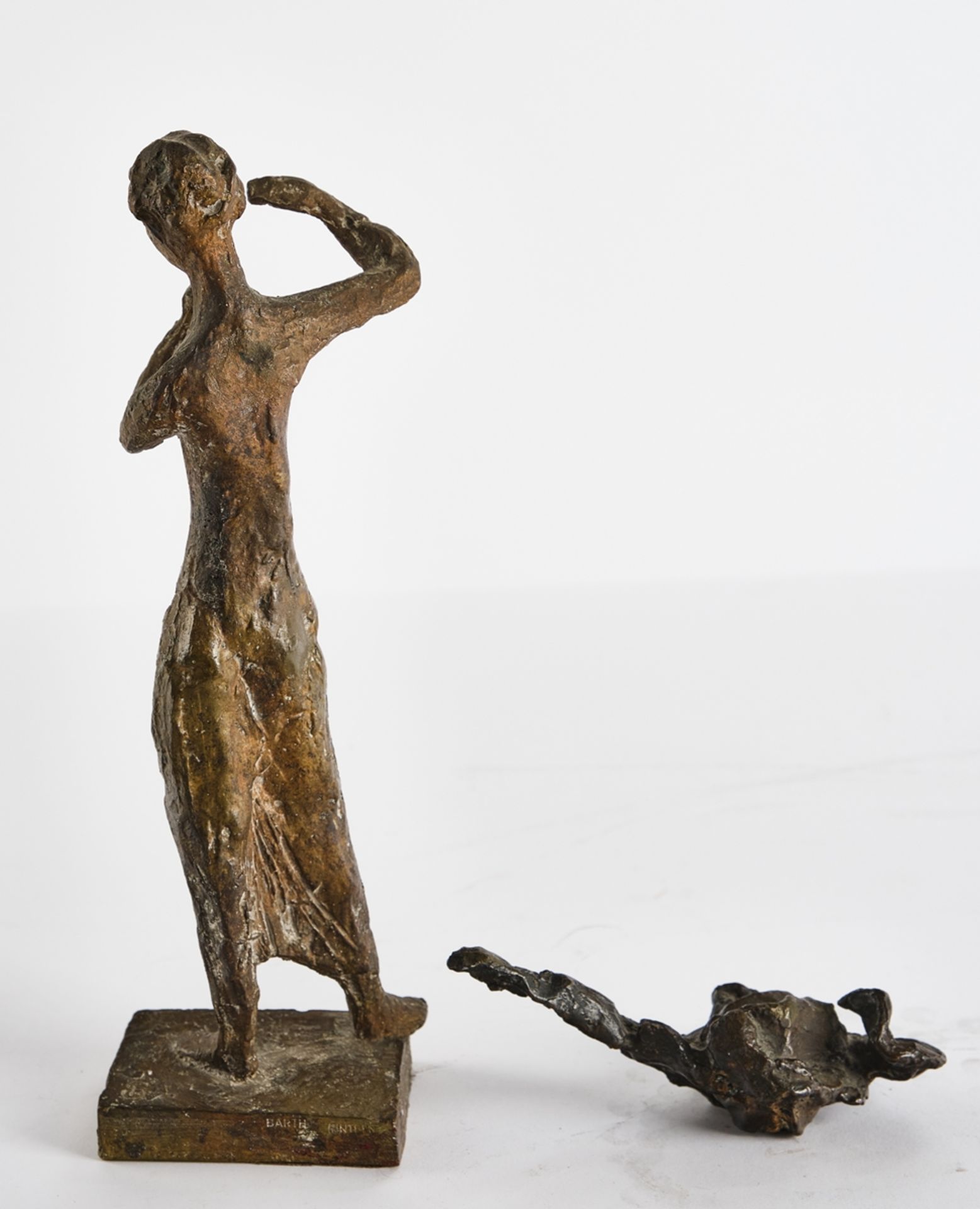 Zwei Bronzen, "Ohne Titel" und "Flötenspielerin", Gießereistempel Barth-Rinteln und Guss Barth, jew - Bild 3 aus 5