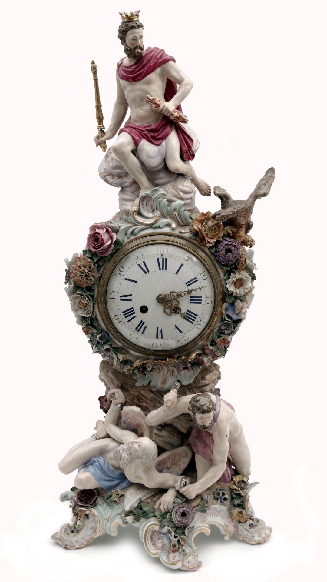 A Prometheus Porcelain Mantle Clock by Meissen
