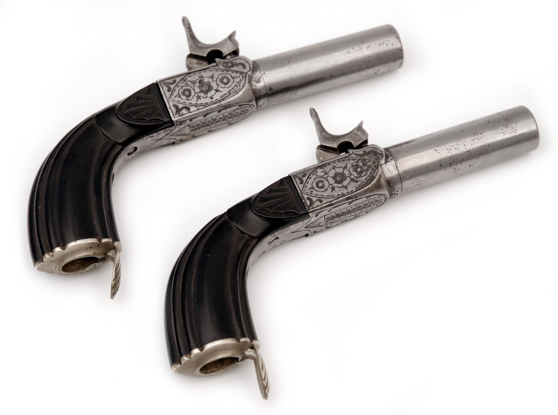A Cased Pair Percussion Pocket Pistols - Image 5 of 8