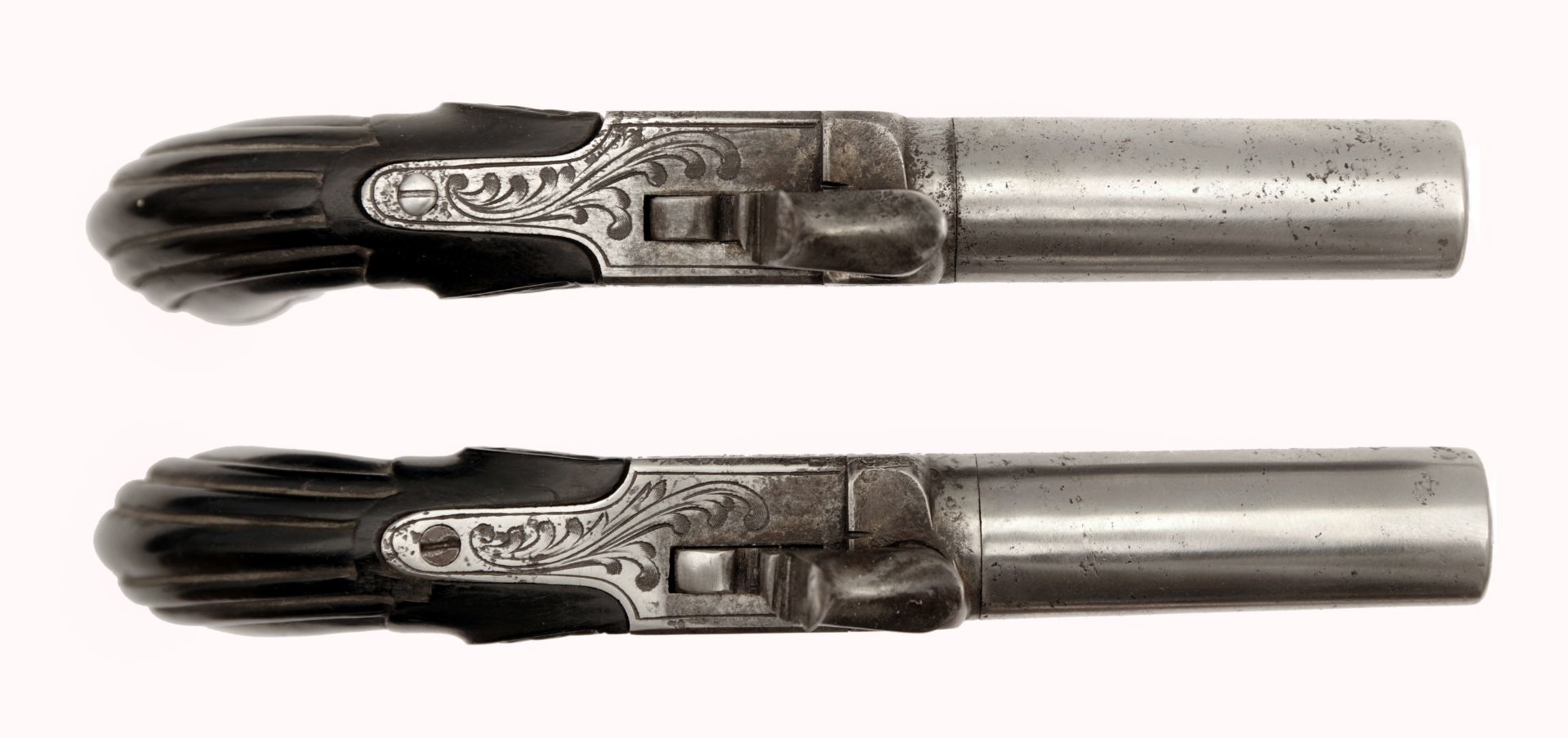A Cased Pair Percussion Pocket Pistols - Image 2 of 8