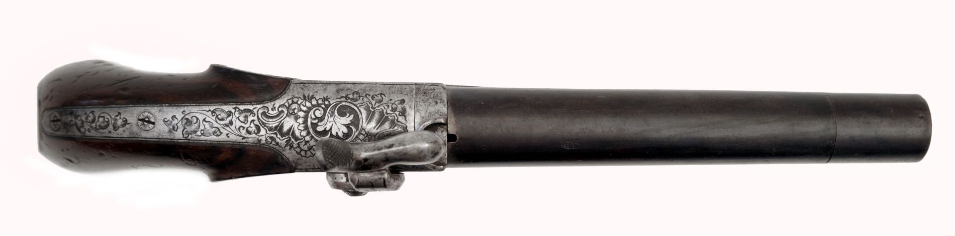 Stiftfeuer-Pistole mit Anschlagschaft und austauschbaren Läufen im Kasten - Bild 8 aus 11