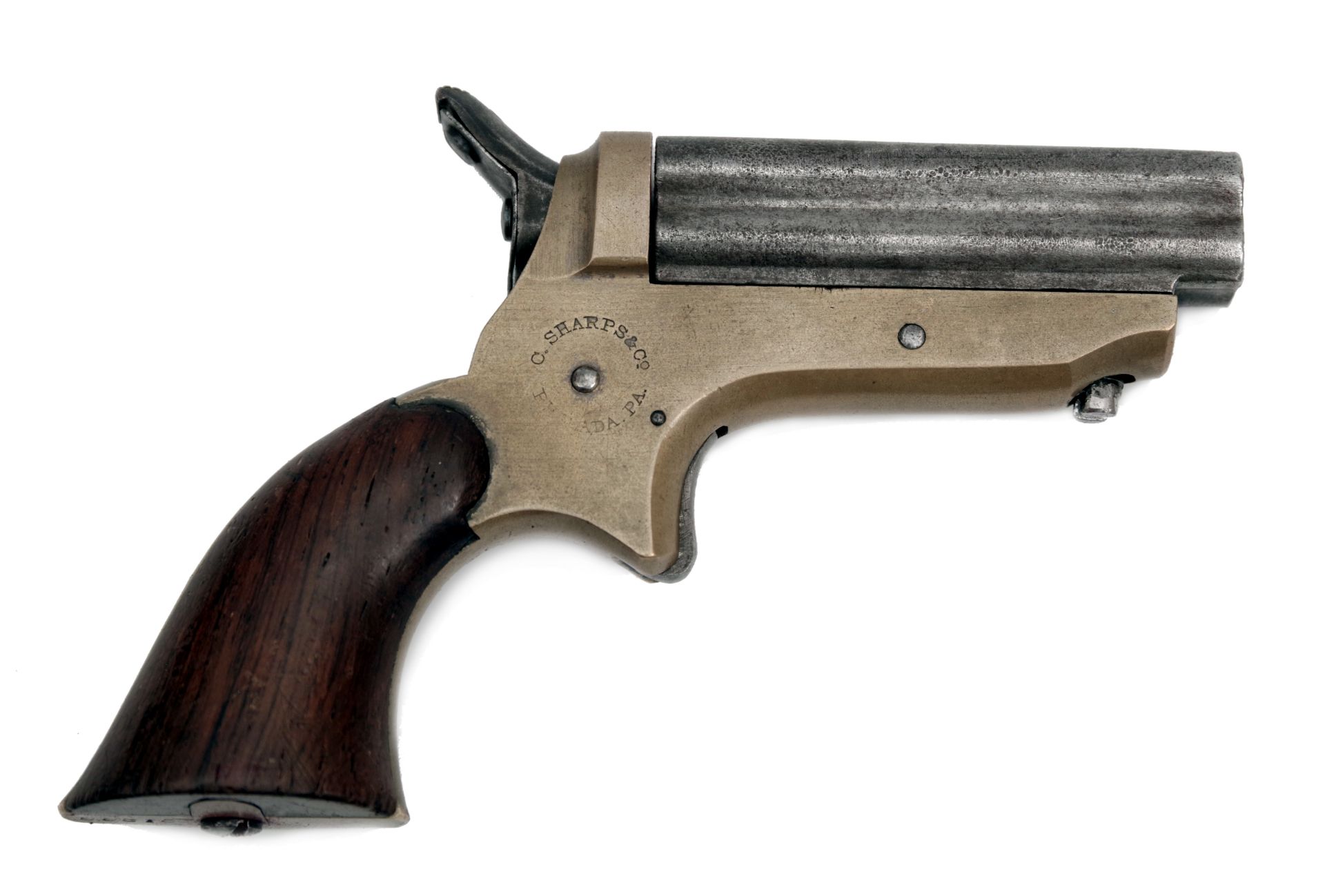 A Cased Sharps Four Barrel Pepperbox Pistol with Exchangeable Barrel - Image 7 of 8