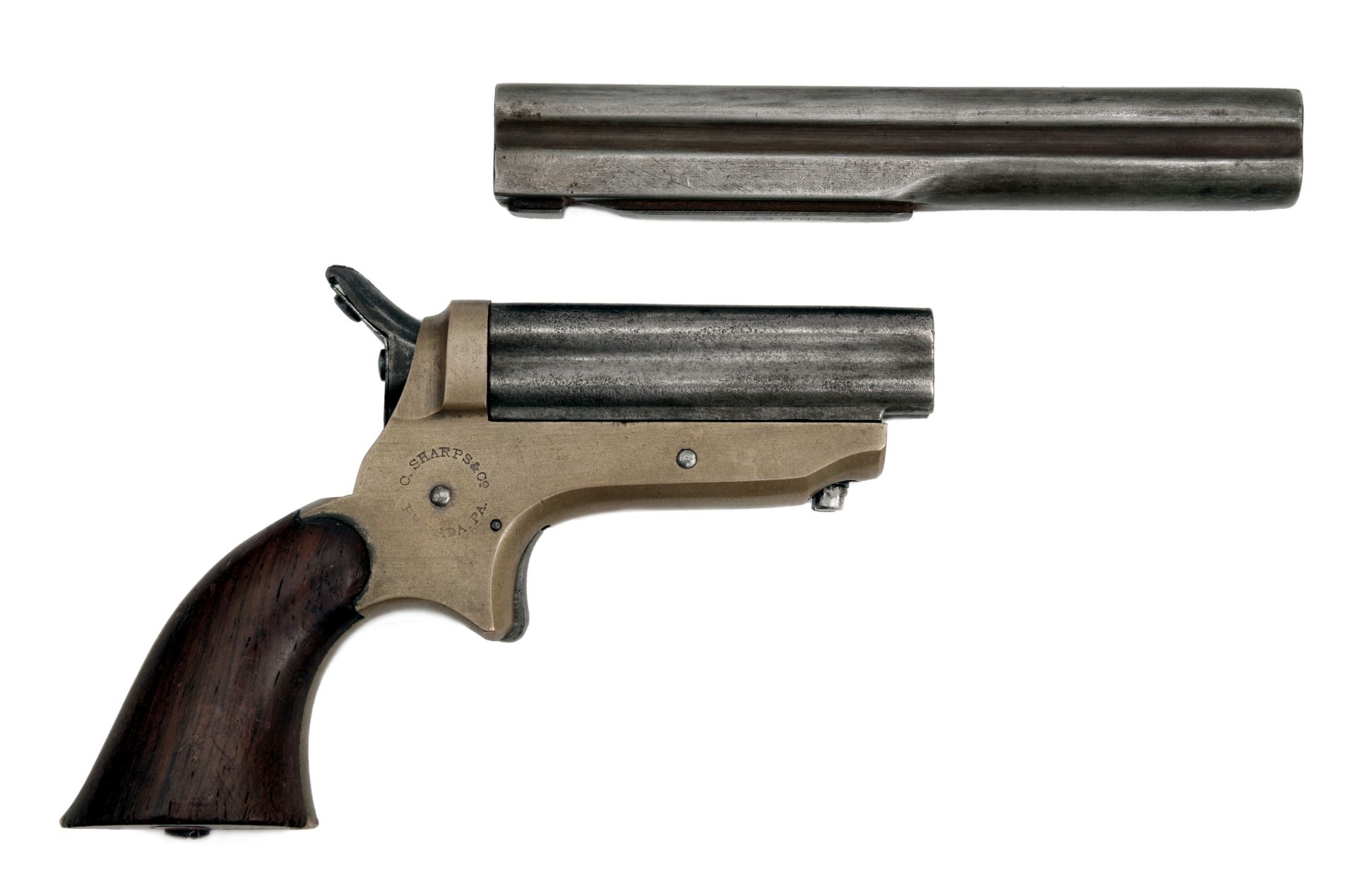 A Cased Sharps Four Barrel Pepperbox Pistol with Exchangeable Barrel - Image 5 of 8