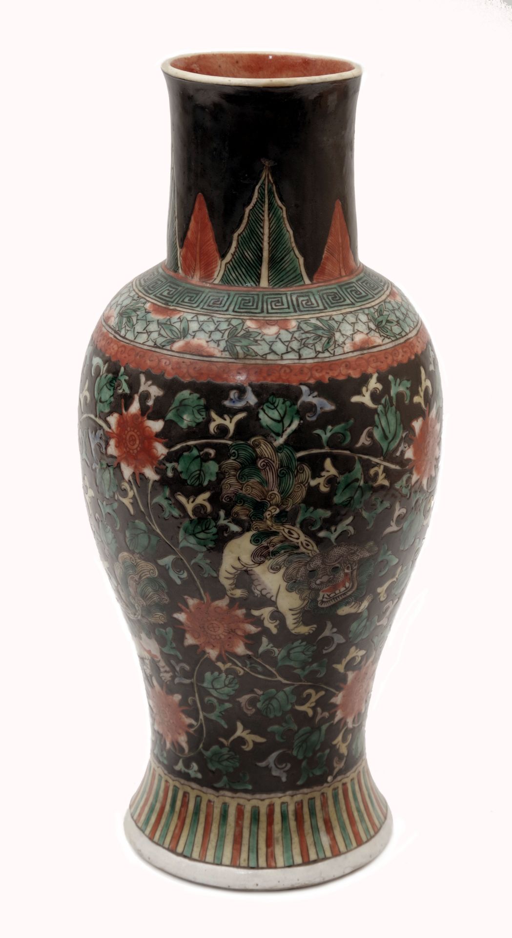 A Famille Noir Porcelain Vases - Image 5 of 6