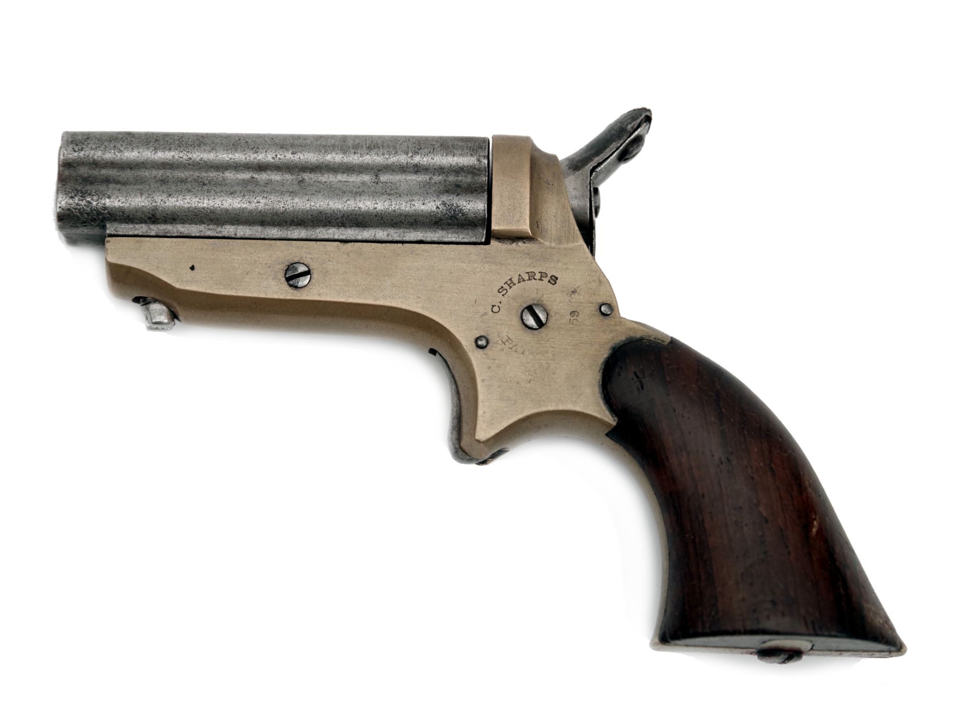 A Cased Sharps Four Barrel Pepperbox Pistol with Exchangeable Barrel - Image 6 of 8