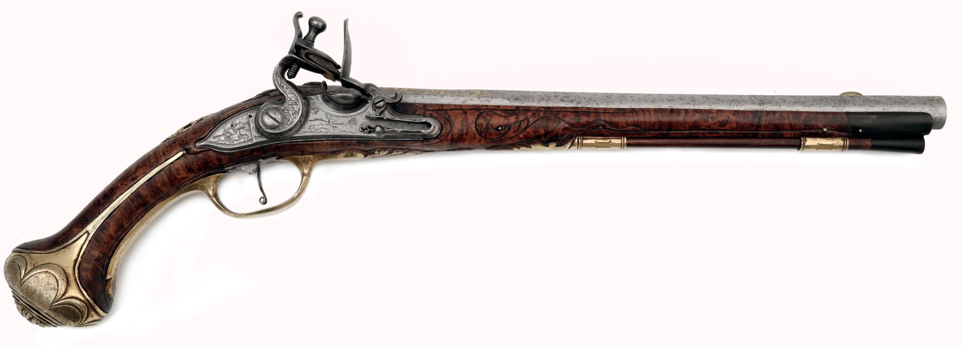 A Long Flintlock Pistol by Joseph Hamerl