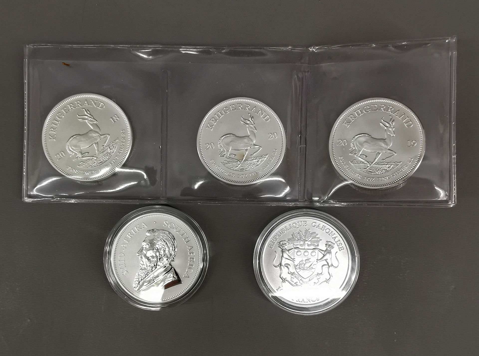 5 Silbermünzen je 1 Unze Südafrika dabei Krügerrand - Bild 2 aus 2