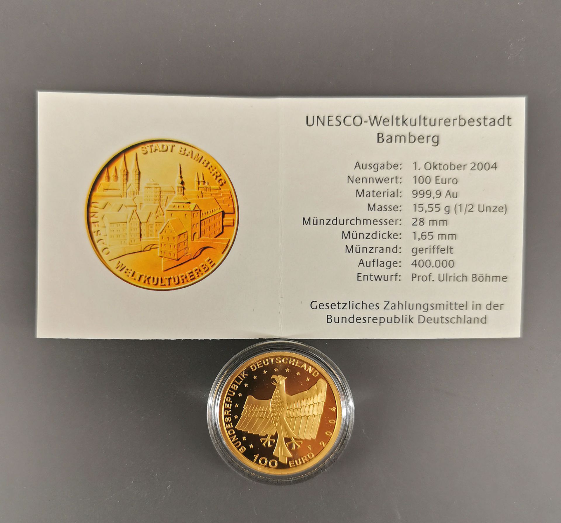 Goldmünze 100 Euro Deutschland 2004 - Bild 3 aus 3