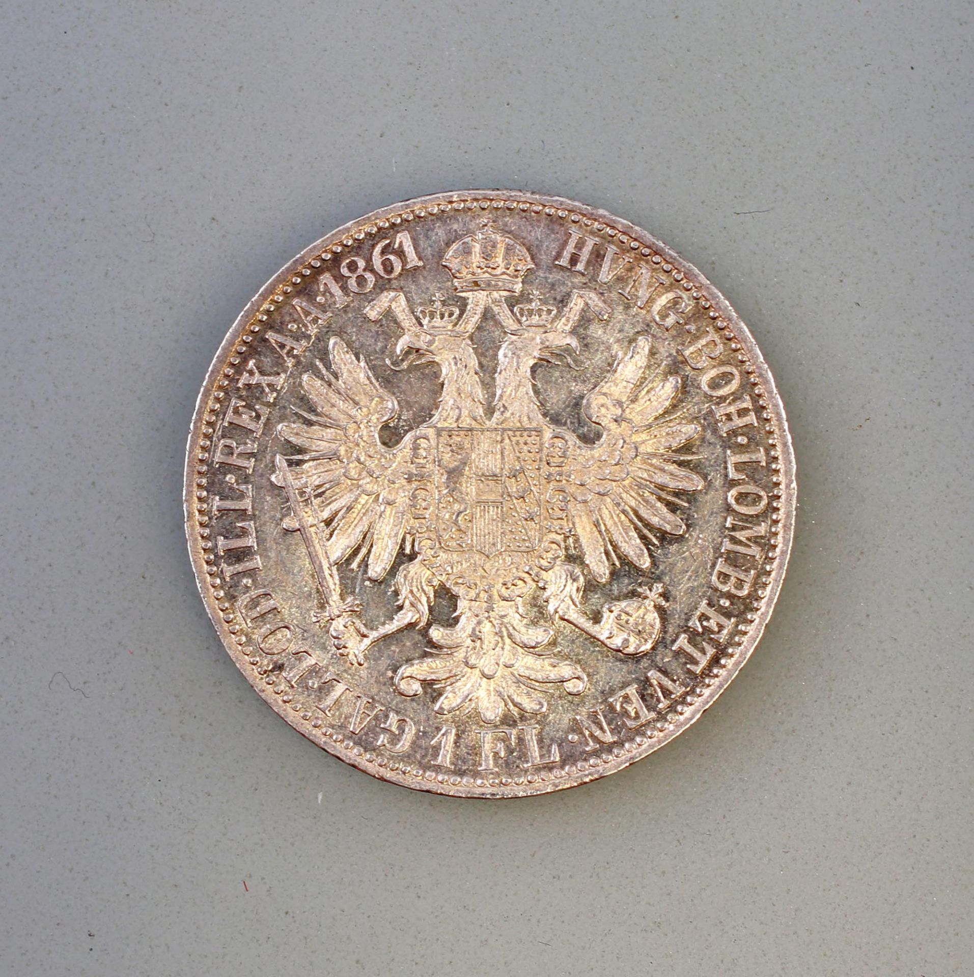 1 Florin 1861 Silber-Münze Franz Joseph I Österreich - Bild 2 aus 2