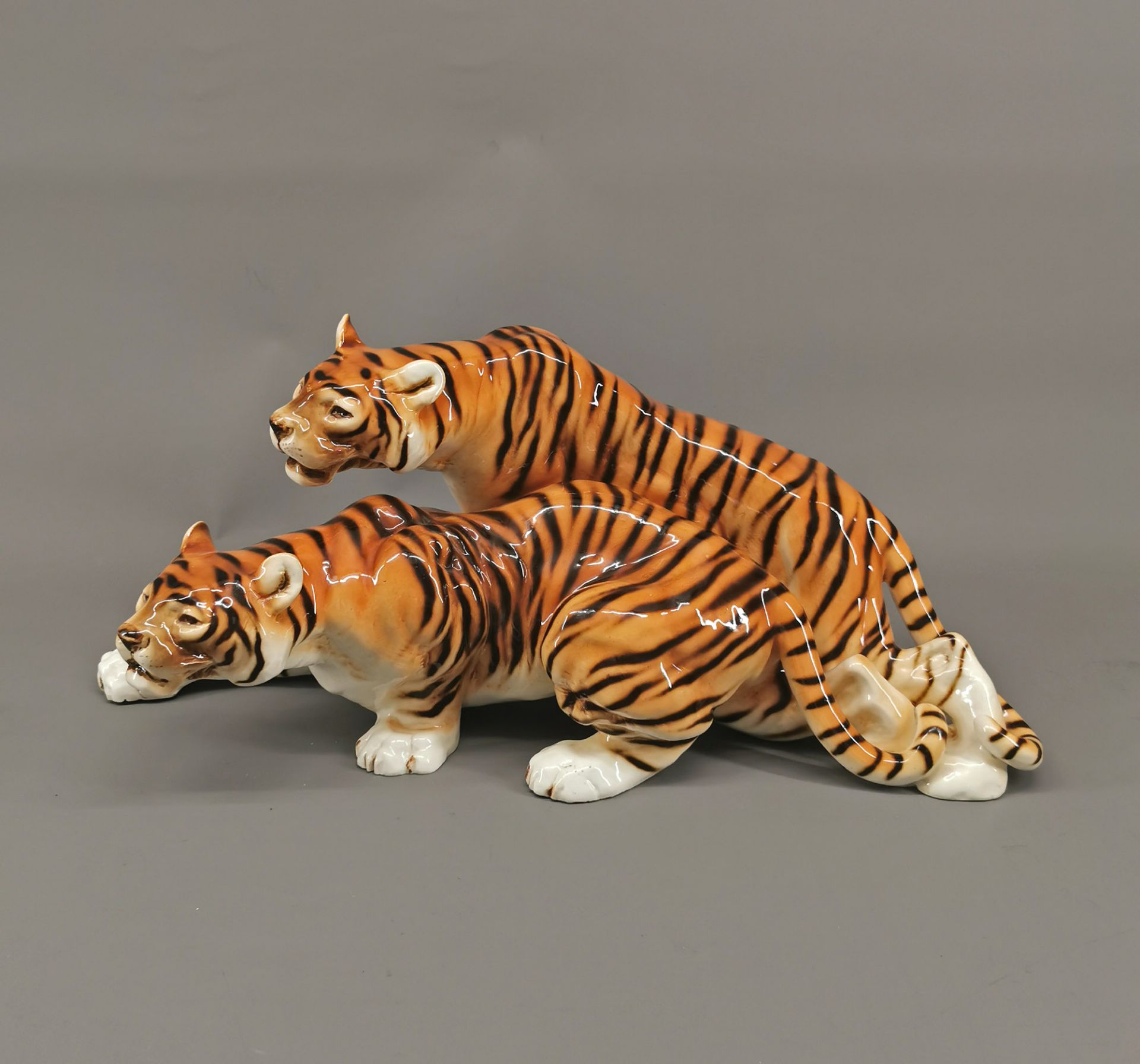 großes Tigerpaar Royal Dux