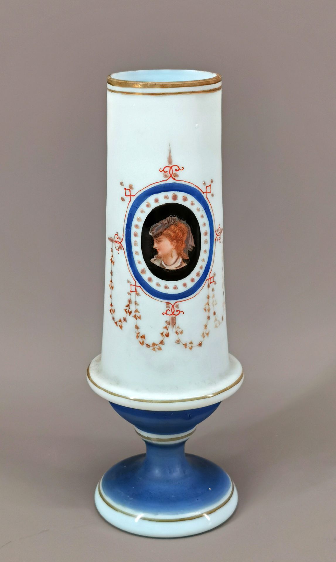 Vase Spätbiedermeier Damenportrait