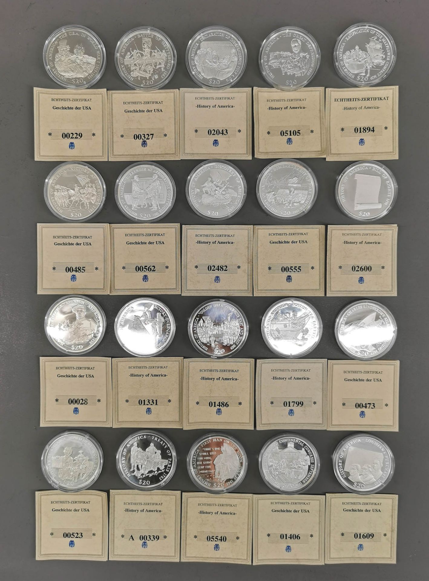 Sammlung Silber-Münzen "Geschichte der USA"