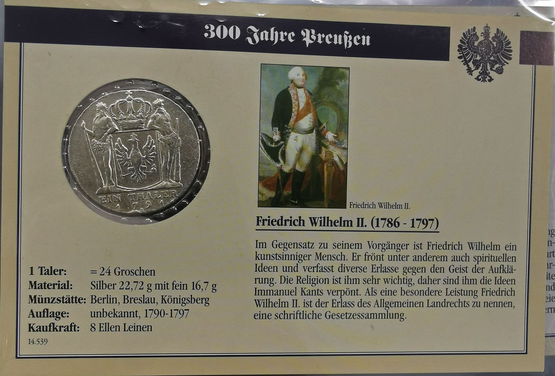 Komplett-Sammlung Münzen "300 Jahre Preussen" - Bild 6 aus 10