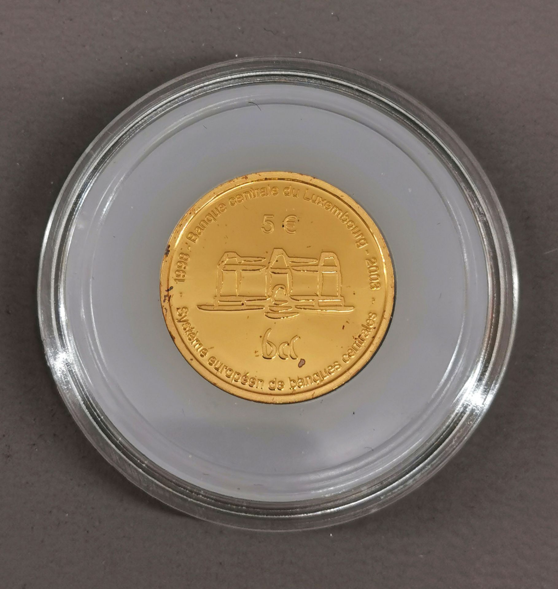 Goldmünze 5 Euro Luxemburg 2003 Zentralbank - Bild 2 aus 3