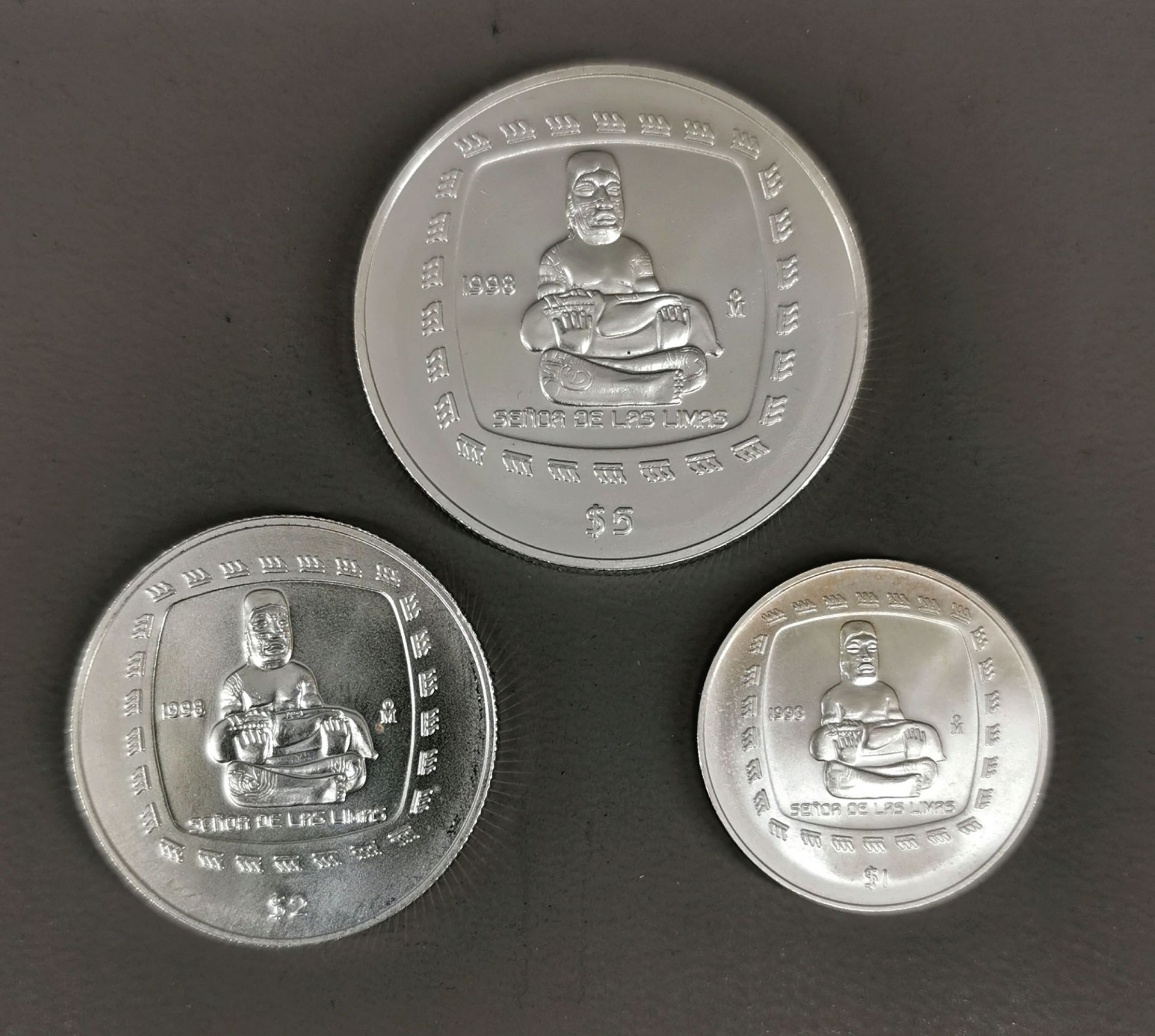 3 Silbermünzen Mexico 1998